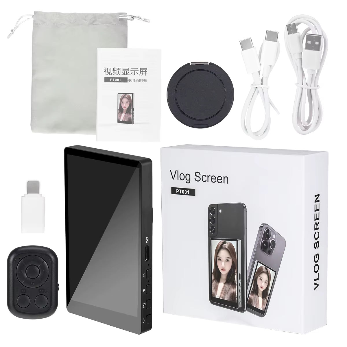 Wireless Magnetic Monitor Screen for Using Phone Rear Camera for Smartphone Selfie Vlog Live Stream Video Recording