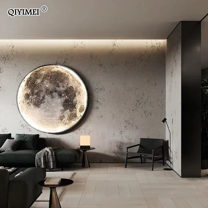Modern LED Moon Wall Lamp Minimalist Mural Indoor Lighting for Bedroom Background Wall Living ROOM Decorative Bedside Lights