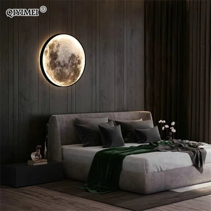 Modern LED Moon Wall Lamp Minimalist Mural Indoor Lighting for Bedroom Background Wall Living ROOM Decorative Bedside Lights